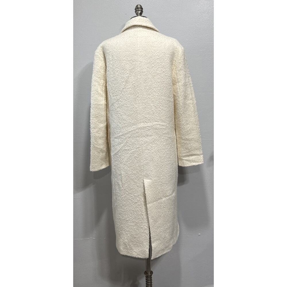 ZARA Womens Straight-Cut Wool Blend Coat Ecru/White Small Textured 8471/449/712 - Picture 2 of 13